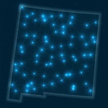 New Mexico network map. Abstract geometric map of the us state. Digital con.. Stock Illustration