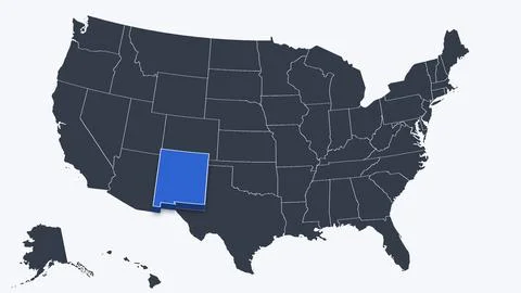New Mexico Raised in 3D on US Election Map Red and Blue Highlight, White Stock Illustration
