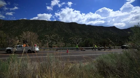 NEW MEXICO. Road work. Route 66. Timelapse. Stock Footage 43259203