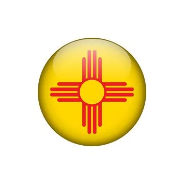 New Mexico Round Circle Button Flag of the US States Vector Template Illustrazione stock
