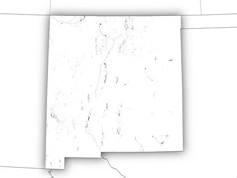 New Mexico shape with state borders, white map Illustrazione stock