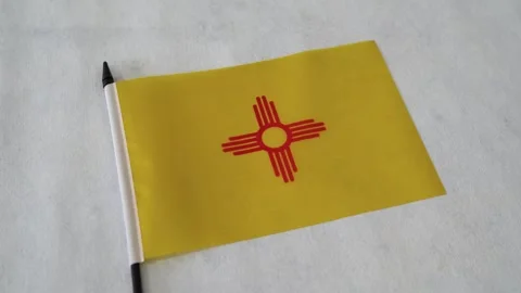 New Mexico state flag close up on white background. US American state flags. Stock Footage 325829118