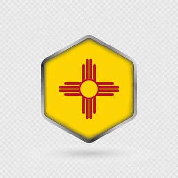 New Mexico State Flag Icon in Hexagon Shape. Illustrazione stock