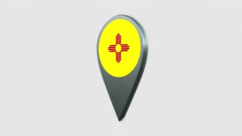 New Mexico State Flag Location Map Marker Pin With Alpha Channel Looped Stock Footage 239459921