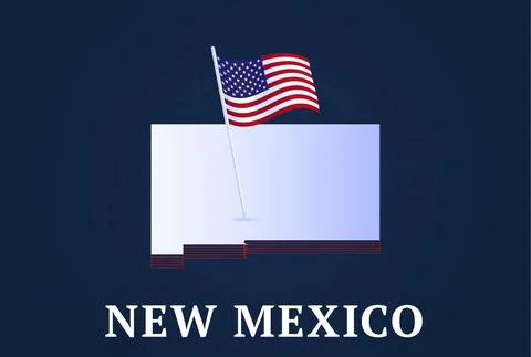 New mexico state Isometric map and USA national flag 3D isometric shape of us Stock Illustration