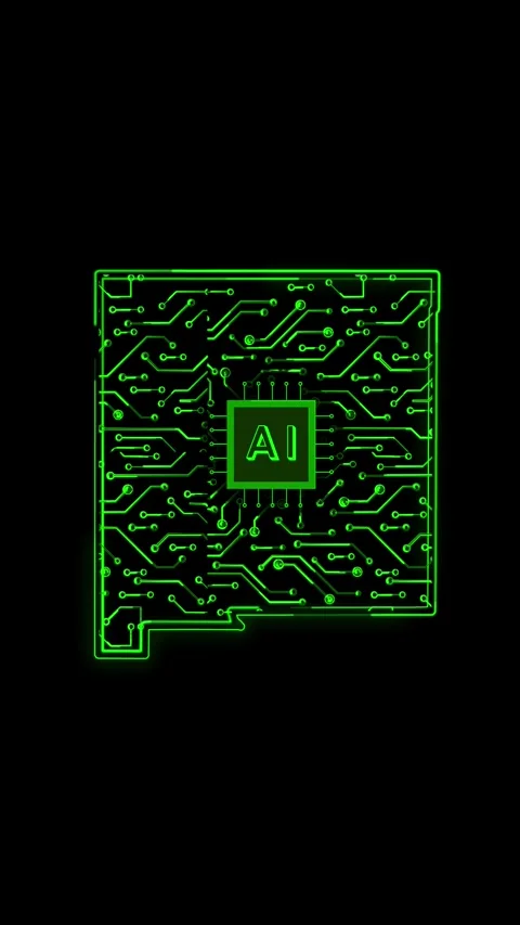 New Mexico State Map AI Chipset Technology Opener 스톡 동영상 337184361