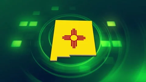 New Mexico State Map and Flag Background Stock Footage 344648581