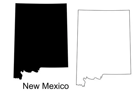 New Mexico state outline solid black and white map US state map Keywords: N.. Stock Illustration
