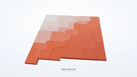 New Mexico USA 3D isometric state map with county borders rotating on a clean Stockbeeldmateriaal 340404589