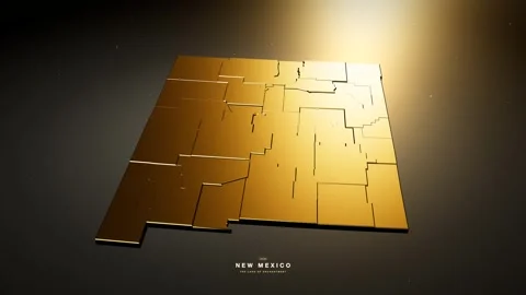New Mexico USA 3D state map in gold style Stock Footage 341172101