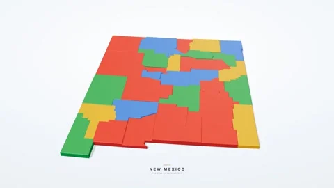 New Mexico USA state map 3D animation seamless loop Stock Footage 341069725