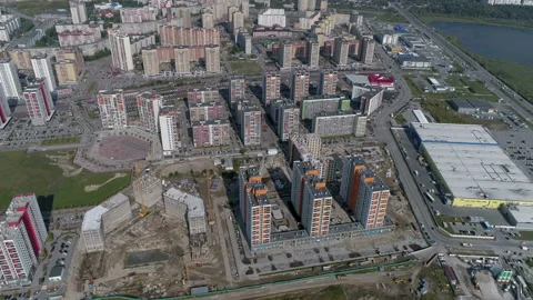 New microdistrict under construction Stock Footage 93079007