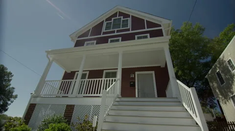 New middle class red house Stock Footage 49965901