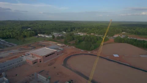 New Middle School Under Construction at Sunset in Travelers Rest, South Carolina Stock Footage 340582584
