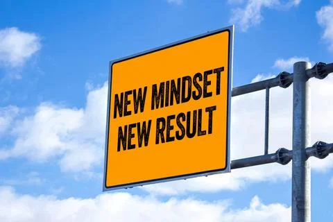 New mindset new result message written on billboard. Conceptual new mindset.. Stock Photos
