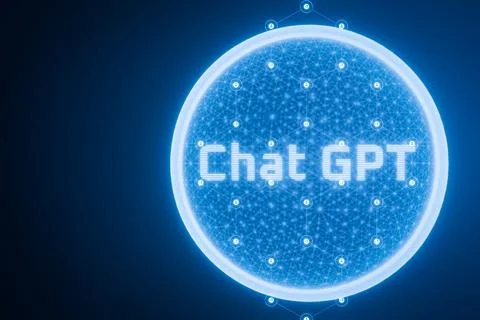 New model of chat gpt with artificial intelligence Blue inscription of chat gpt. Stock Illustration