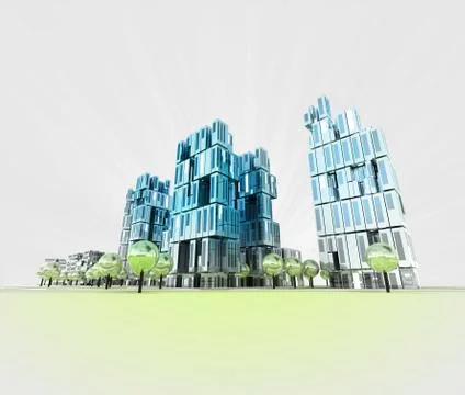 New modern and cool visualization of city of future illustration Stock Illustration