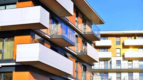 New modern block of flat, condo architecture. Stock Photos