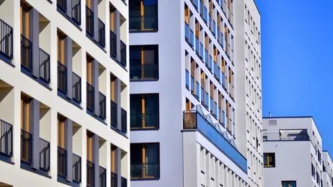 New modern block of flat, condo architecture. Stock Photos