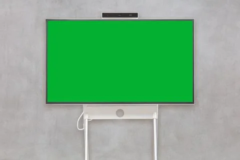 New modern digital presentation screen with camera on top and chromakey cop.. Stock Photos