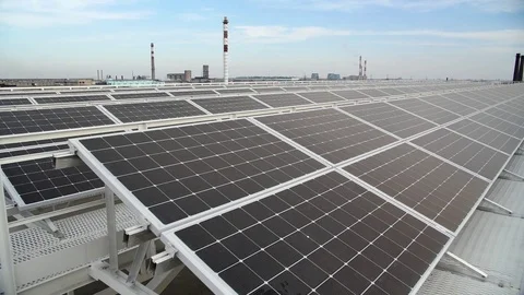 New modern energy source solar panels Stock Footage 113067716