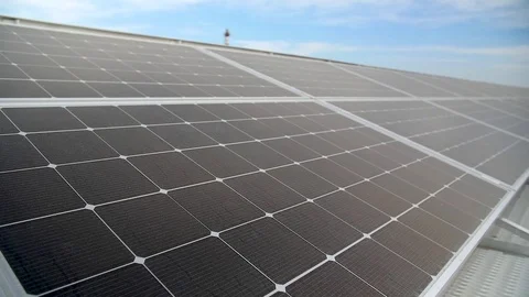 New modern energy source solar panels Stock Footage 113067748