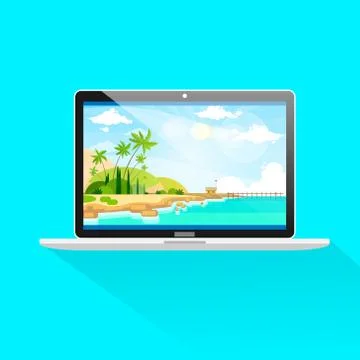 New Modern Laptop Computer Front View Screen Icon Flat Illustrazione stock