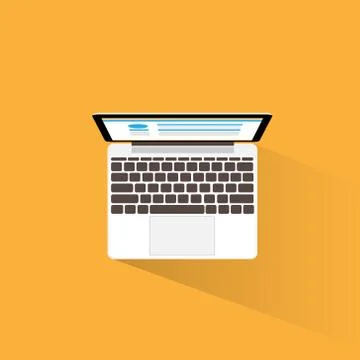 New Modern Laptop Computer Icon Flat Design Stock Illustration
