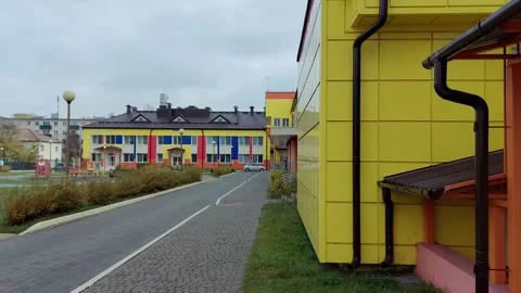 New modern multi-colored childrens hospital building, background Stock-Footage 303139988