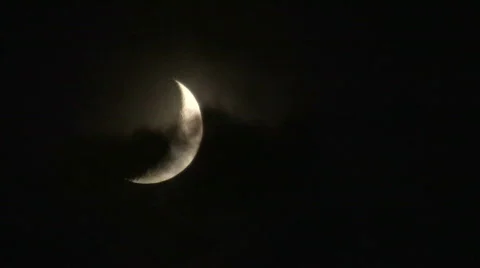New moon and clouds 2 Stock Footage