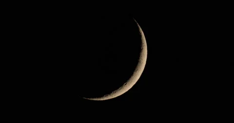 New moon movement close-up telescope videograph Stockbeeldmateriaal 166774594