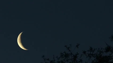 New moon at night. Time lapse Stockbeeldmateriaal 38609116