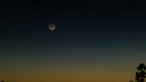 New Moon Sets into the Twilight Time Lapse Stock Footage 281022256