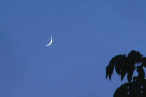 New moon on sunset 1 Stock Footage 809293