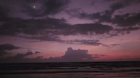 New Moon at Sunset Beach. Mindful Moments. Zen. Stock Footage 236570357