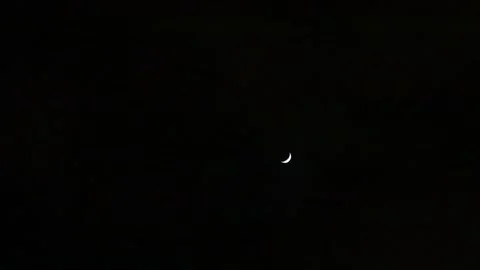 A new moon in video shooting at night Stock Footage 155654161