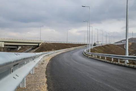 New motorway under construction with dramatic clouds Foto stock