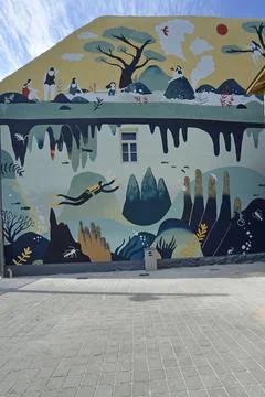 New mural by Szines Varos in Budapest, Hungary - 29 Jul 2022 Stock Photos