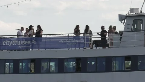 New normal after COVID with crowds of tourists and people in city and boats Video stock 158899796