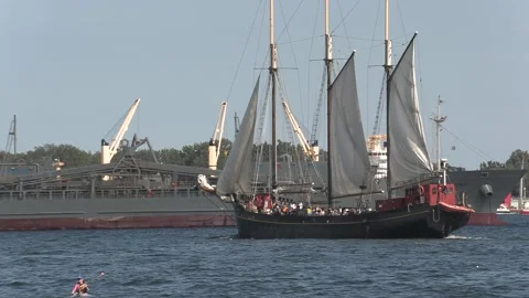 New normal after COVID with crowds of tourists and people in city and boats Video stock 158900245