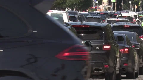 New normal after COVID as heavy city traffic gridlock resumes in the streets Stock-Footage 157156705