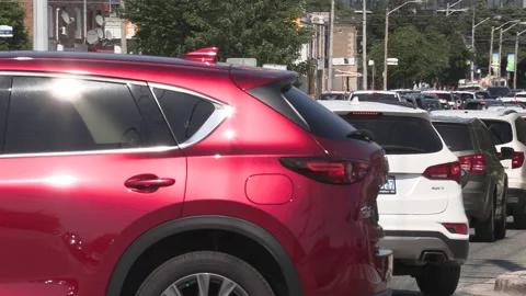 New normal after COVID as heavy city traffic gridlock resumes in the streets Stock-Footage 157167891