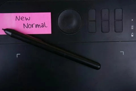 New normal background concept. sticky note on desk work. Coronavirus pandemic Stock Photos