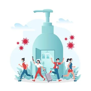 New normal concept illustration with tiny peoples out from quarantine and ret Stock Illustration