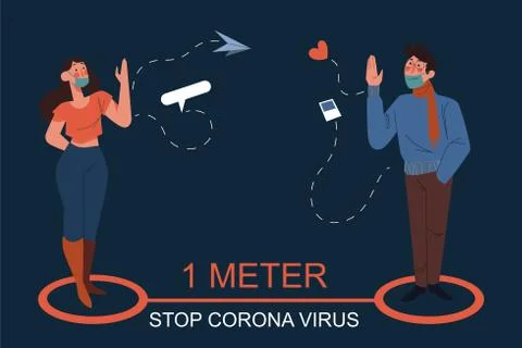 New normal concept, stop coronavirus social destining Stock Illustration