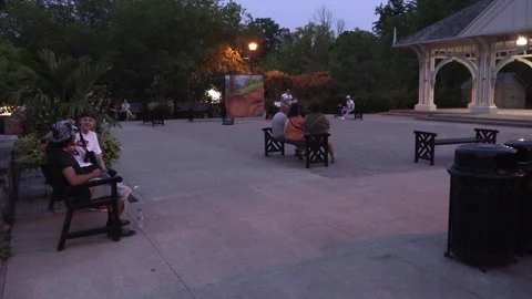 New normal  COVID small town main street Canada with people and face masks Vídeo Stock 157589845