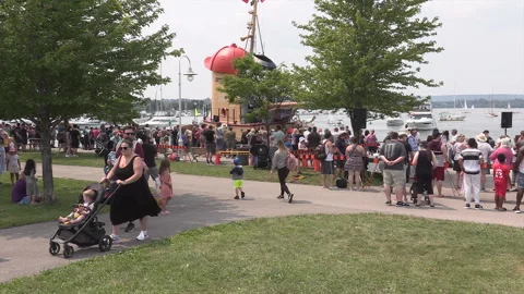 New normal  COVID small town main street Canada with people and face masks Stock Footage 157614645