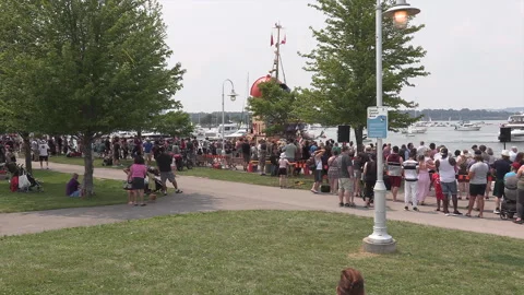 New normal  COVID small town main street Canada with people and face masks Stock Footage 157614684