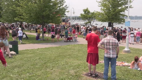 New normal  COVID small town main street Canada with people and face masks Stock Footage 157614797