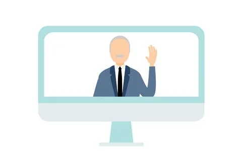 New normal, an elderly man interviewing online Stock Illustration